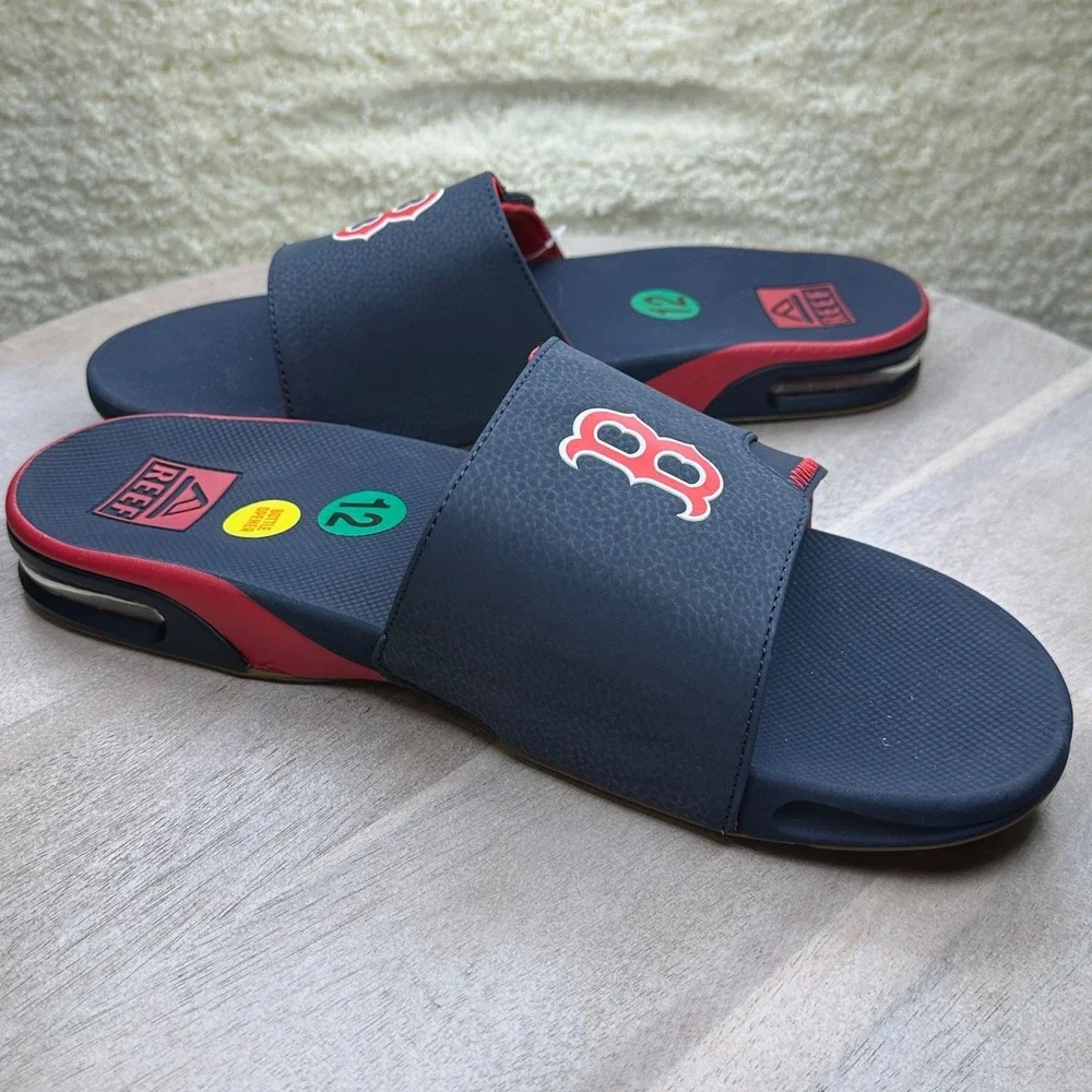 Boston Red Sox Reef Fanning Slides Mens 12 MLB Sandals Bottle Opener NWT